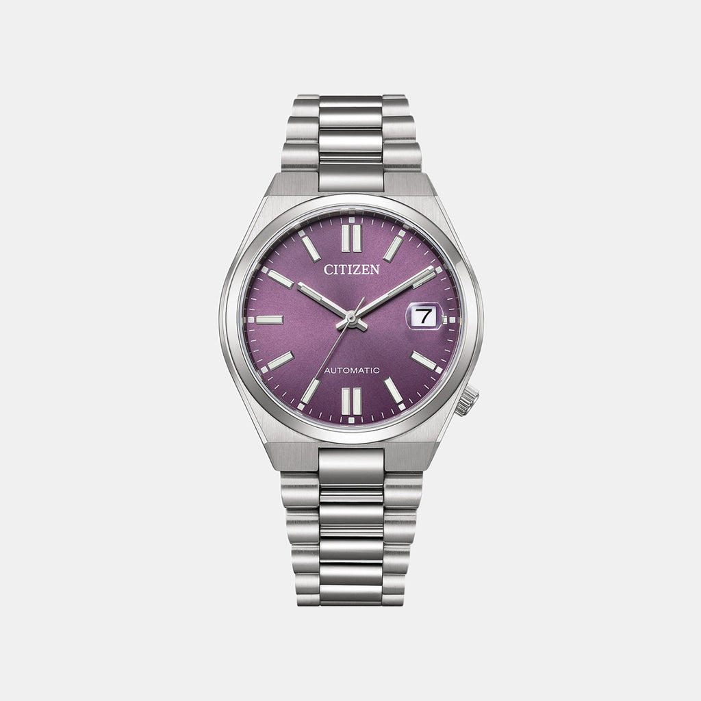 Tsuyosa Men Automatic Purple Dial Analog Stainless Steel Watch NJ0200-50W