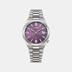 Tsuyosa Men Automatic Purple Dial Analog Stainless Steel Watch NJ0200-50W