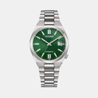Tsuyosa Unisex Automatic Green Dial Analog Stainless Steel Watch NJ0200-50X