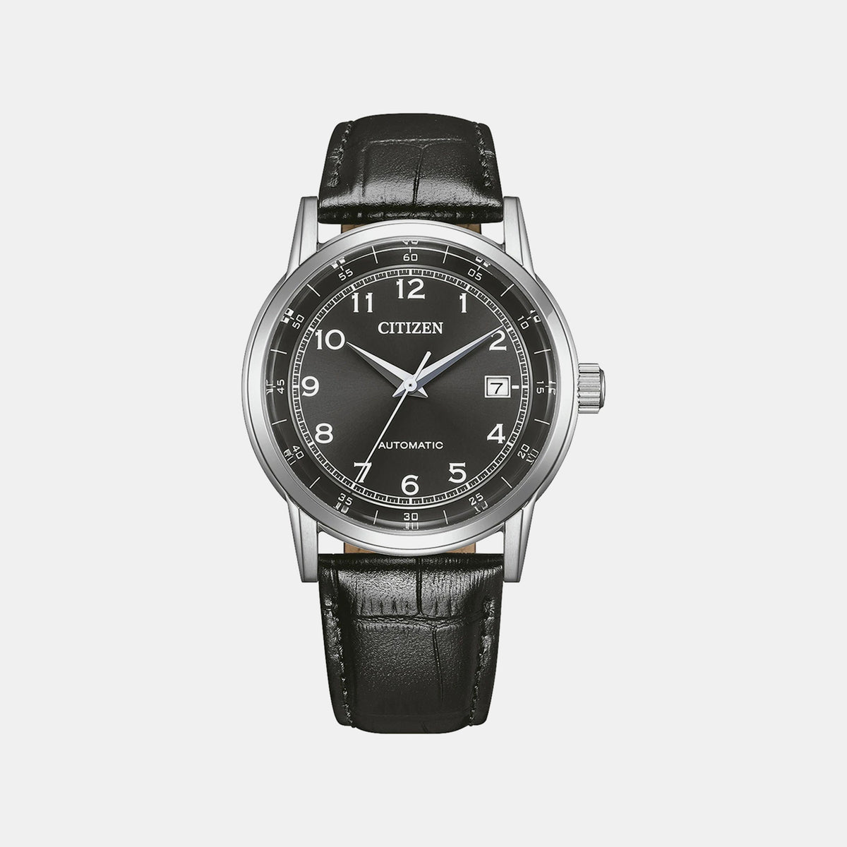 Mechanical Men Automatic Black Dial Analog Leather Watch NJ0210-05E
