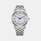 Men Automatic White Dial Analog Stainless Steel Watch NJ0210-56A