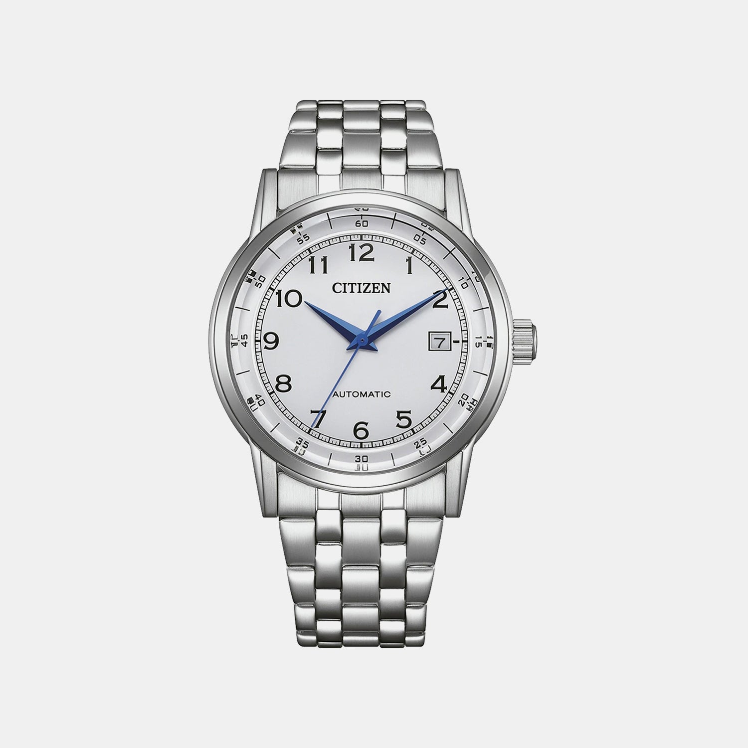 Men Automatic White Dial Analog Stainless Steel Watch NJ0210-56A