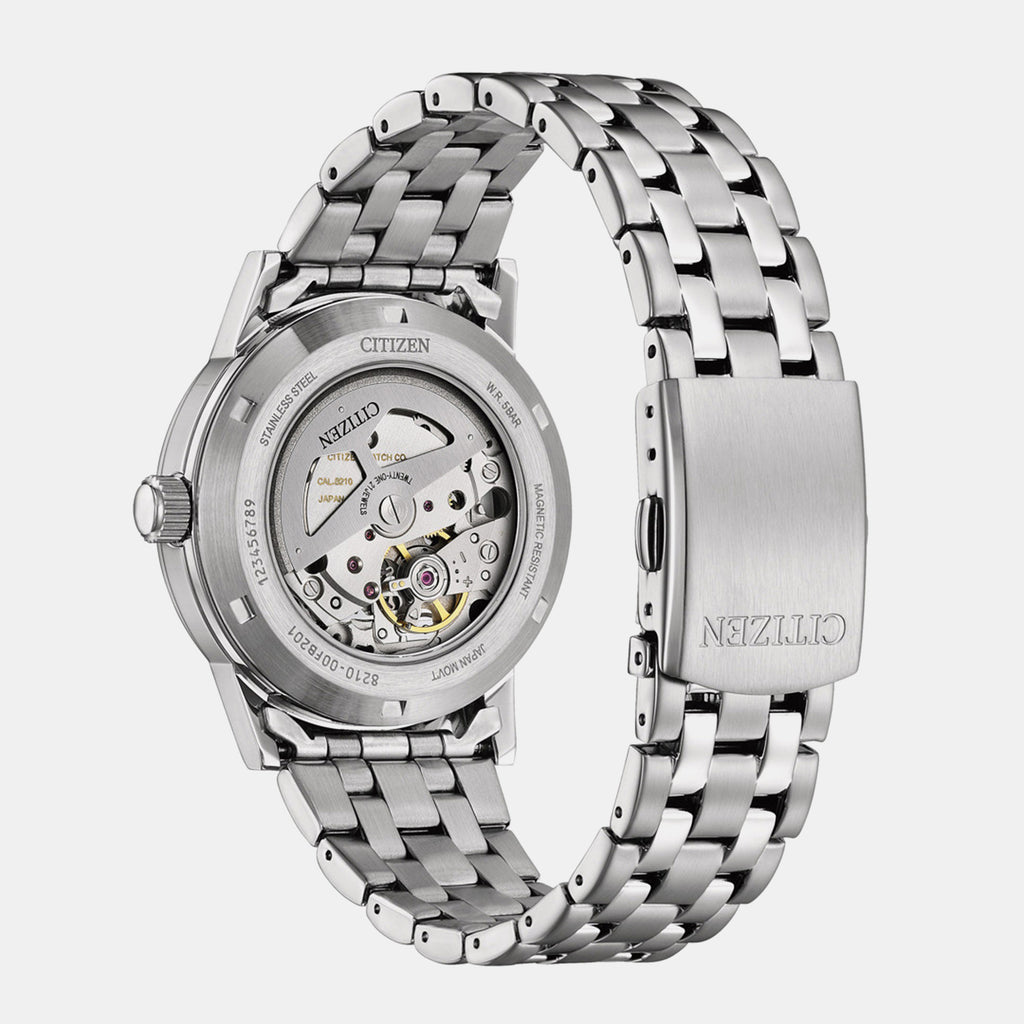 Men Automatic Green Dial Analog Stainless Steel Watch NJ0210-56M