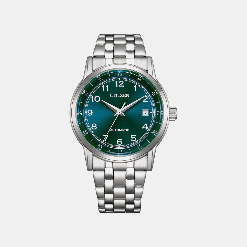 Men Automatic Green Dial Analog Stainless Steel Watch NJ0210-56M