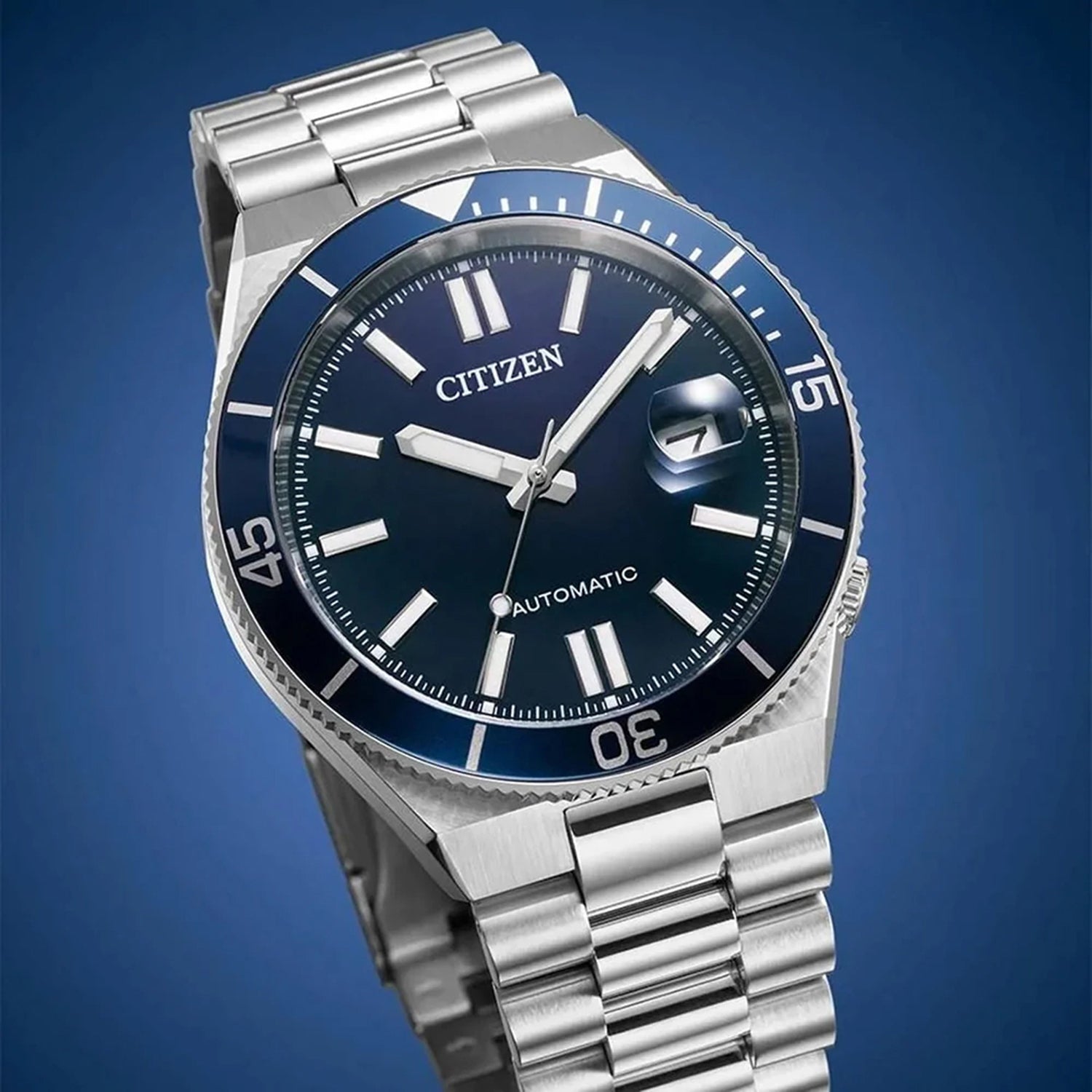 Tsuyosa Shore Men Automatic Blue Dial Analog Stainless Steel Watch NJ0230-59L