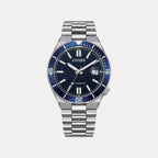 Tsuyosa Shore Men Automatic Blue Dial Analog Stainless Steel Watch NJ0230-59L
