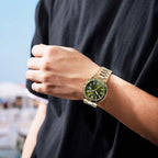 Tsuyosa Shore Men Automatic Green Dial Analog Stainless Steel Watch NJ0232-53X