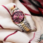 Tsuyosa Men Automatic Red Dial Analog Stainless Steel Watch NJ0234-58X
