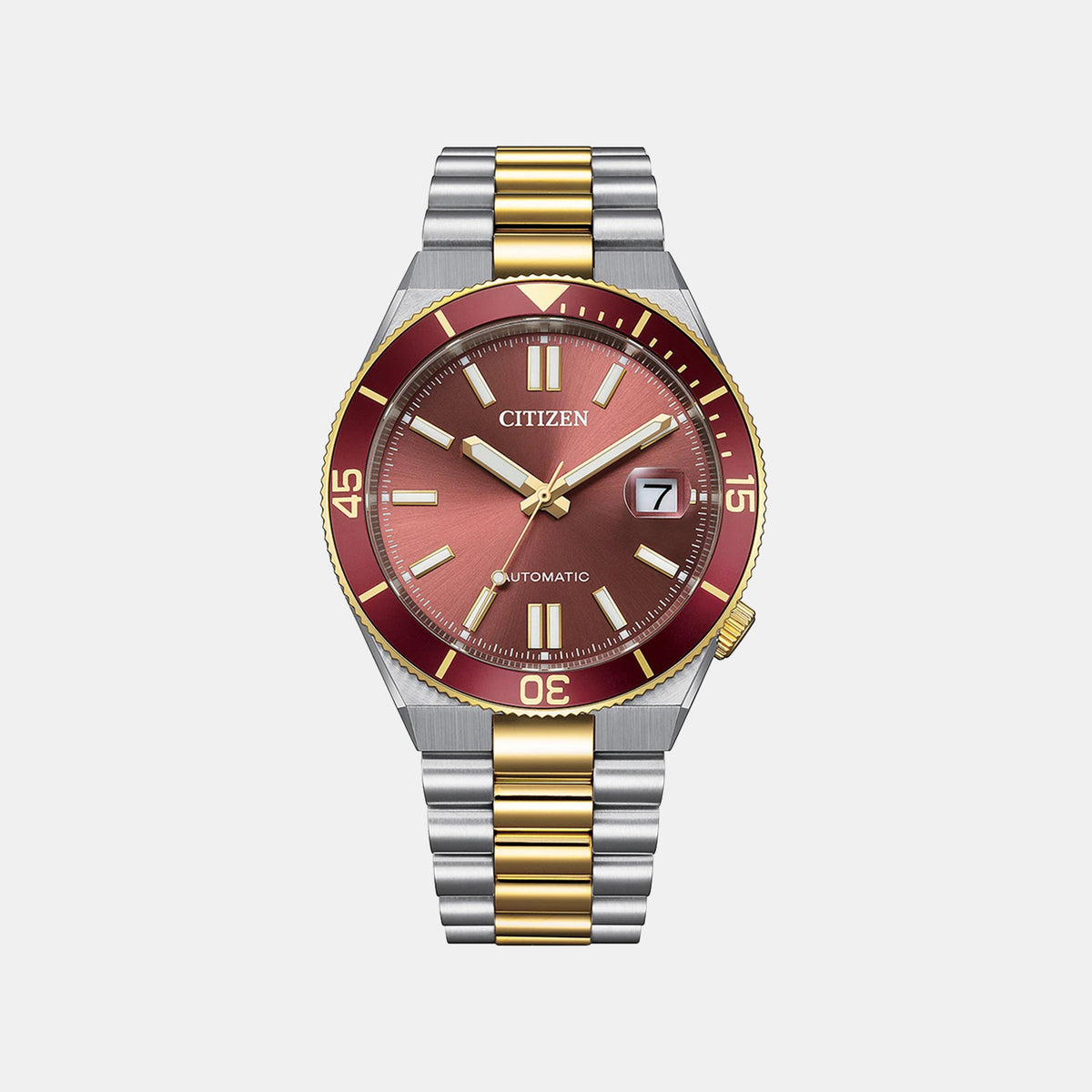 Tsuyosa Men Automatic Red Dial Analog Stainless Steel Watch NJ0234-58X