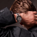 Tsuyosa Shore Time Slip Men Automatic Black Dial Analog Stainless Steel Watch NJ0238-57E