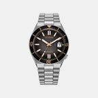 Tsuyosa Shore Time Slip Men Automatic Black Dial Analog Stainless Steel Watch NJ0238-57E