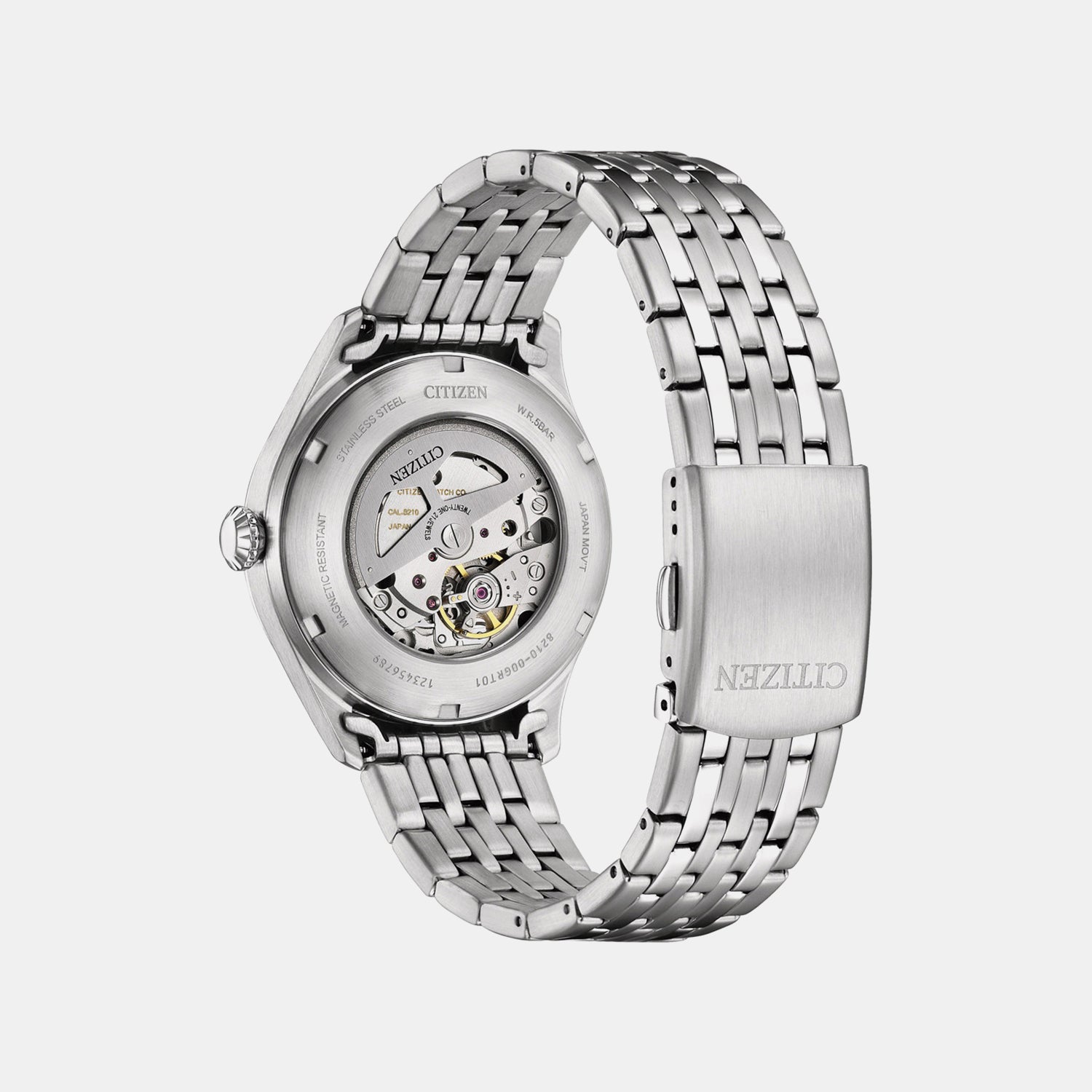 Men Automatic Blue Dial Analog Stainless Steel Watch NJ0240-55L