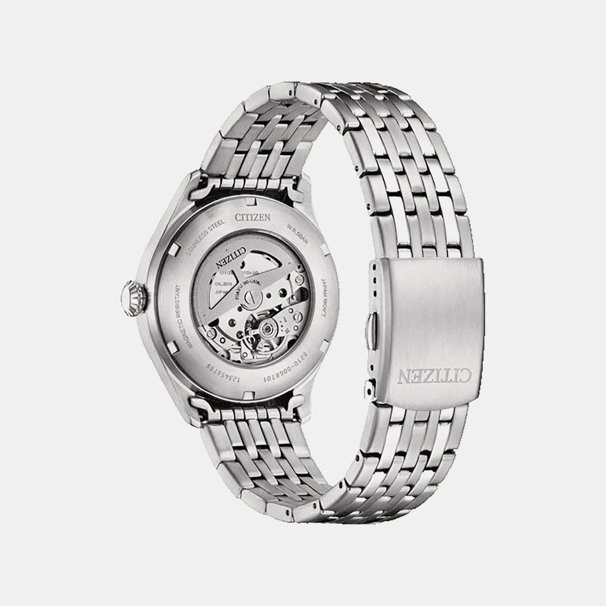 Men Automatic Orange Dial Analog Stainless Steel Watch NJ0240-55X
