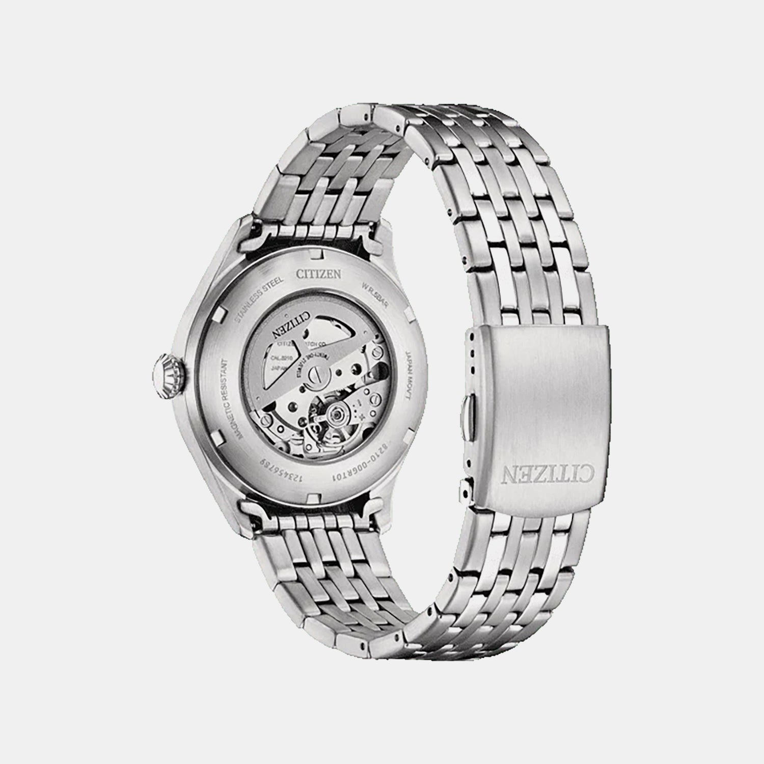 Men Automatic Orange Dial Analog Stainless Steel Watch NJ0240-55X