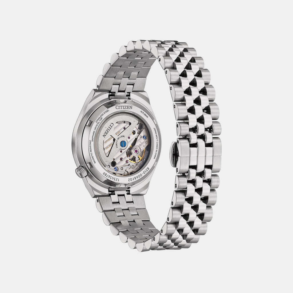Mechanical Men Automatic Black Dial Analog Stainless Steel Watch NK0030-51E
