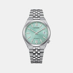 Tsuyosa Men Automatic Green Dial Analog Stainless Steel Watch NK0030-51X