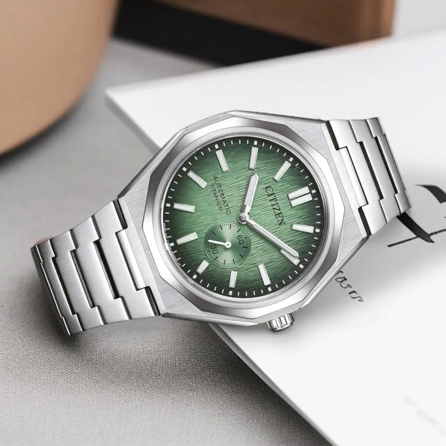 Zenshin Men Automatic Green Dial Analog Titanium Watch NK5020-58X