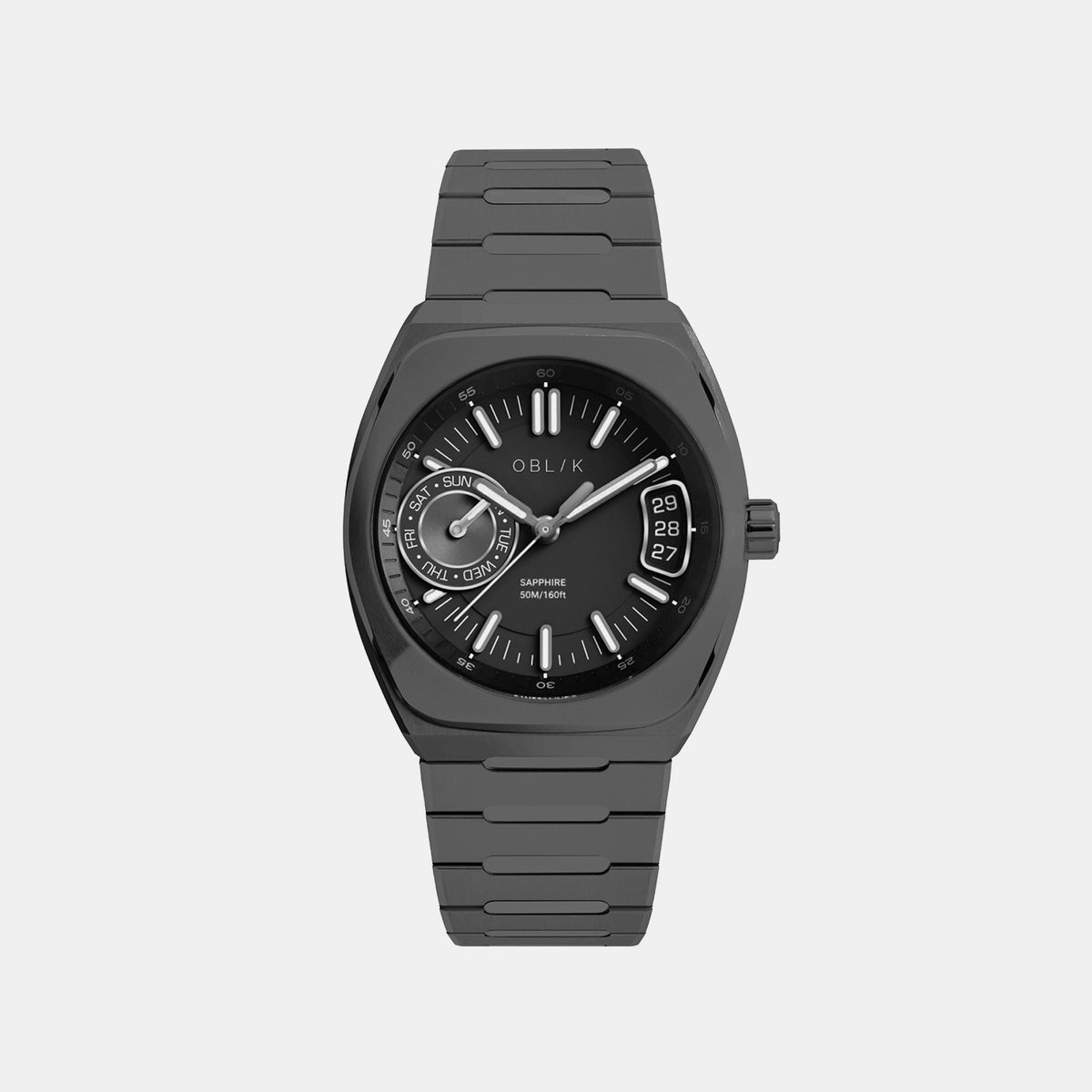 Men Quartz Black Dial Analog Stainless Steel Watch Nova Gunmetal