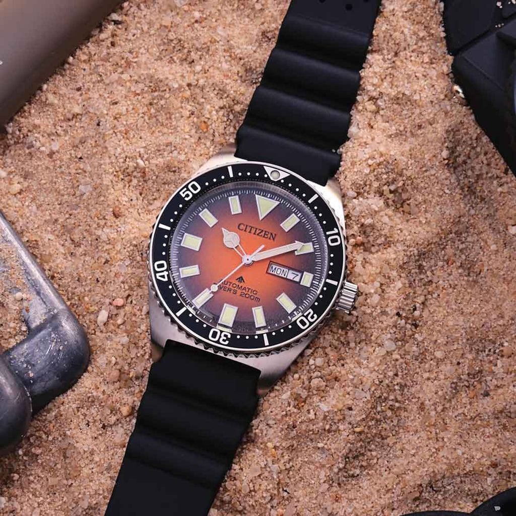Promaster Men Automatic Orange Dial Analog Rubber Watch NY0120-01Z