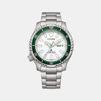 Men Automatic White Dial Analog Stainless Steel Watch NY0168-64A
