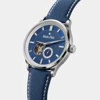 Opera Men Automatic Blue Dial Analog Leather Watch Opera Silver - Blue