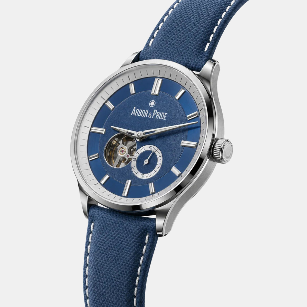 Opera Men Automatic Blue Dial Analog Leather Watch Opera Silver - Blue