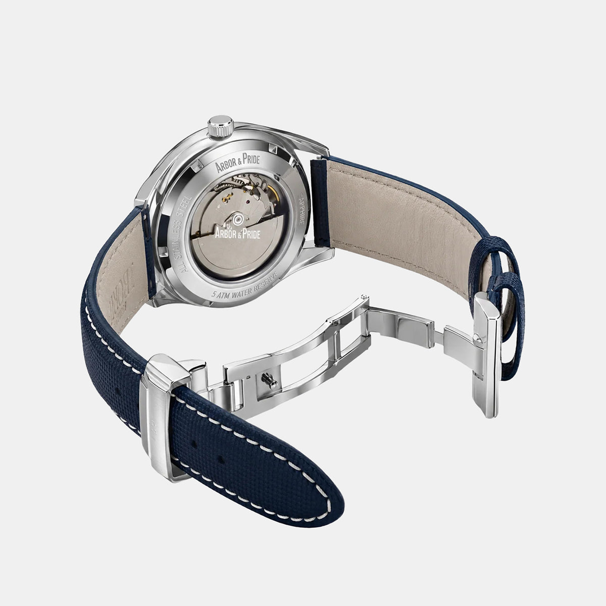 Opera Men Automatic Blue Dial Analog Leather Watch Opera Silver - Blue
