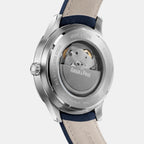 Opera Men Automatic Blue Dial Analog Leather Watch Opera Silver - Blue
