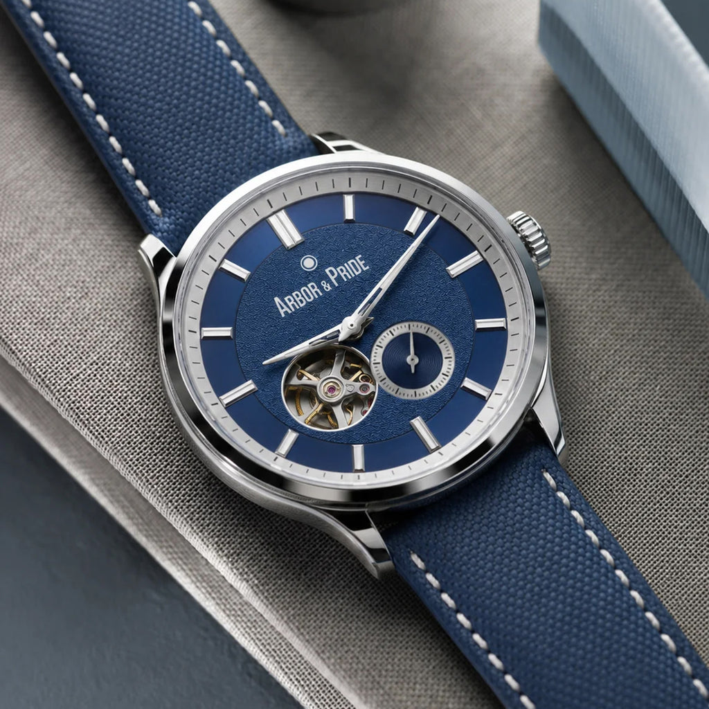 Opera Men Automatic Blue Dial Analog Leather Watch Opera Silver - Blue