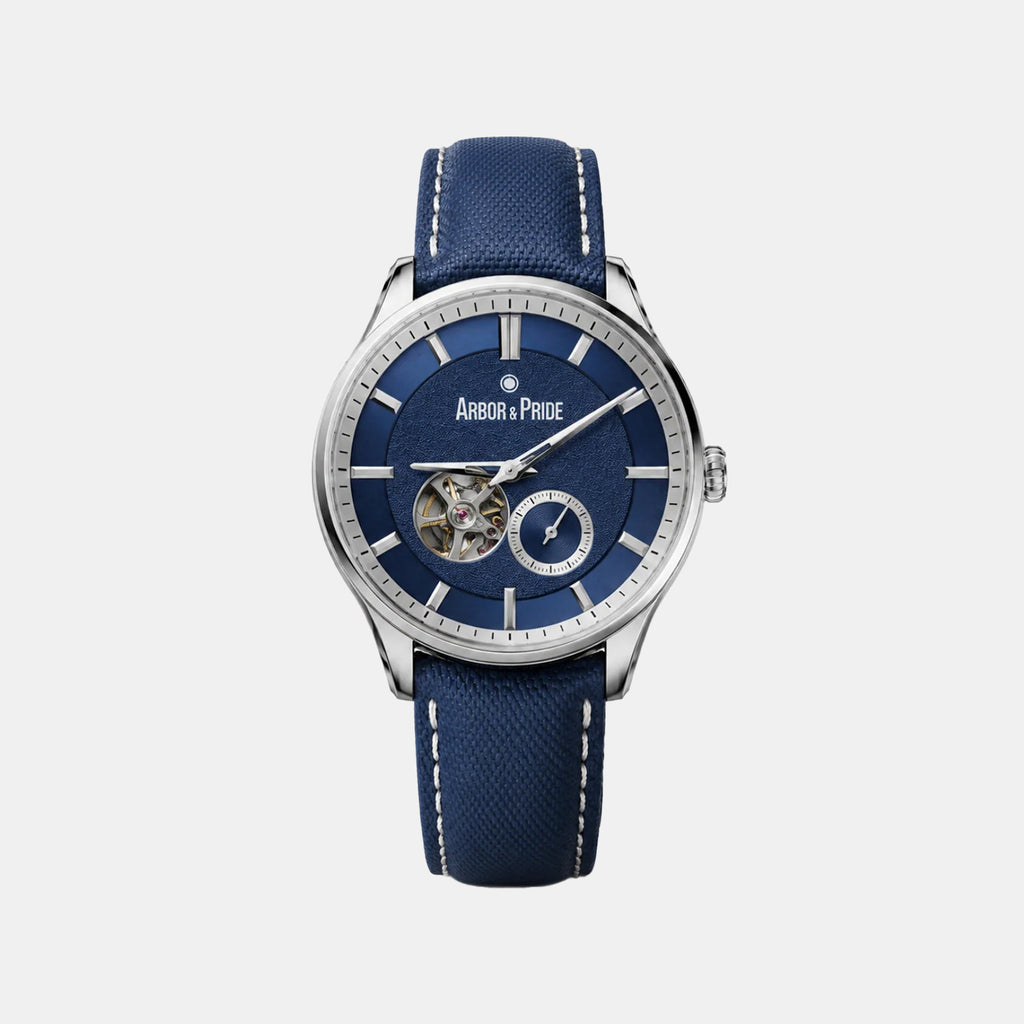 Opera Men Automatic Blue Dial Analog Leather Watch Opera Silver - Blue