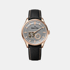 Opera Men Automatic Silver Dial Analog Leather Watch Opera Rose Gold - Black