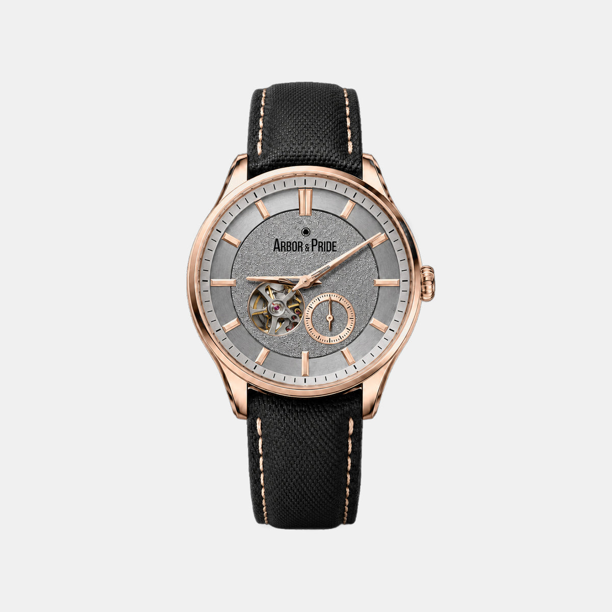 Opera Men Automatic Silver Dial Analog Leather Watch Opera Rose Gold - Black