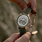Opera Men Automatic Silver Dial Analog Leather Watch Opera Rose Gold - Green