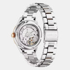 Skeleton Women Automatic Silver Dial Analog Stainless Steel Watch PC1009-78B