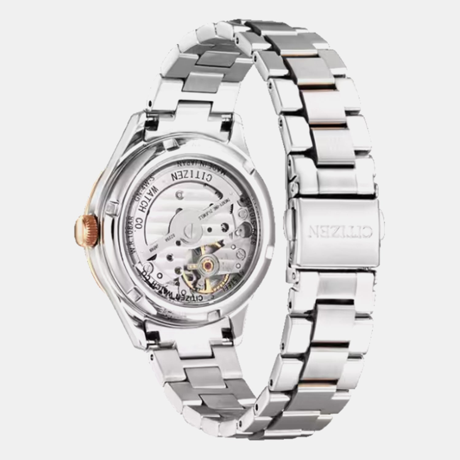 Skeleton Women Automatic Silver Dial Analog Stainless Steel Watch PC1009-78B