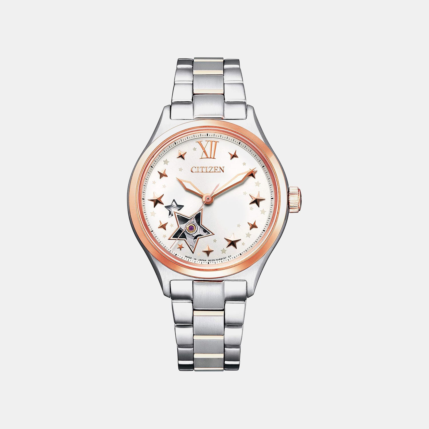 Skeleton Women Automatic Silver Dial Analog Stainless Steel Watch PC1009-78B