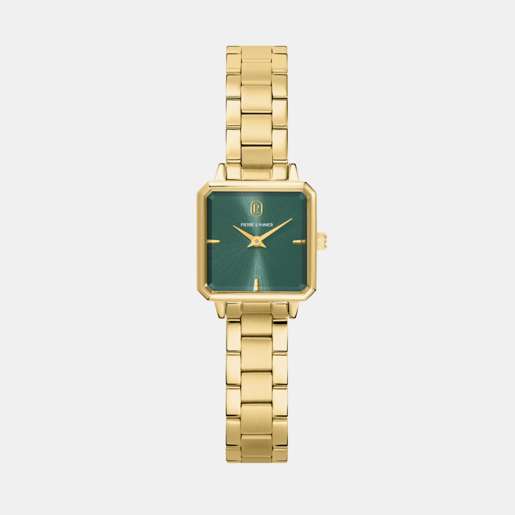 Leonor Women Quartz Green Dial Analog Stainless Steel Watch 073J572