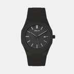 Polycarbonate Men Quartz Black Dial Analog Stainless Steel Watch