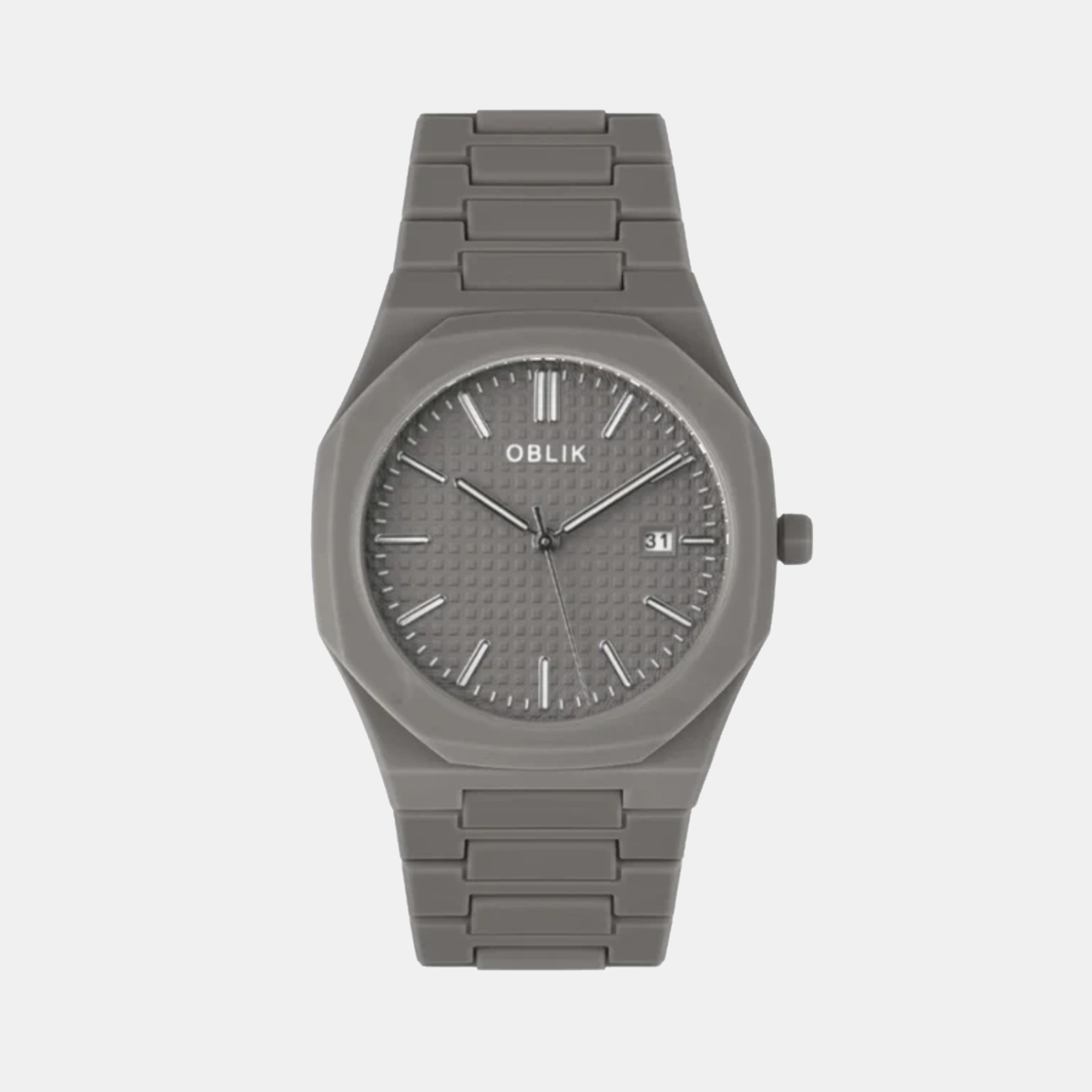 Polycarbonate Men Quartz Charcoal Dial Analog Stainless Steel Watch