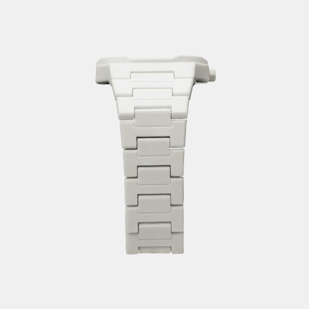 Polycarbonate Men Quartz White Dial Analog Stainless Steel Watch