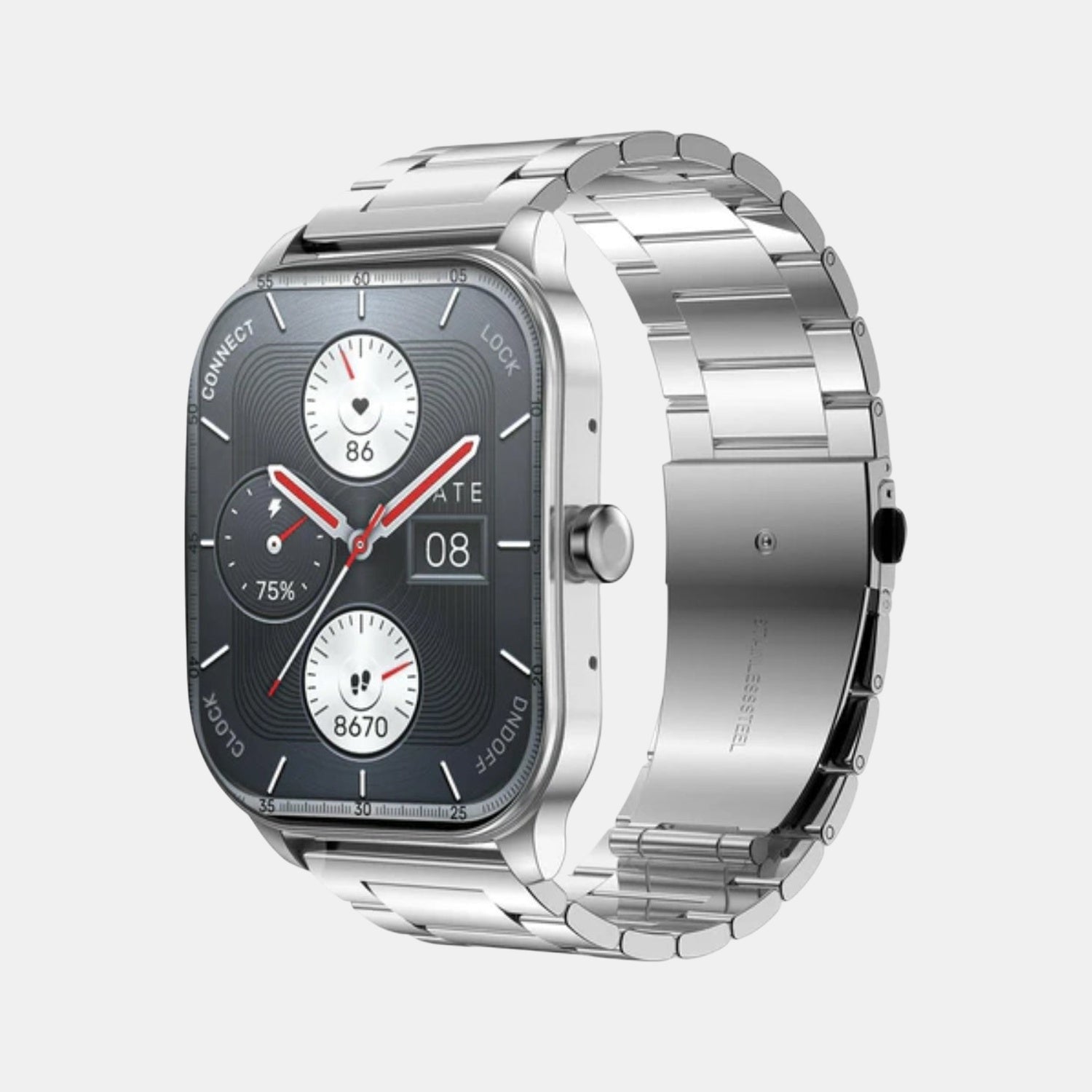 Unisex Processor Metallic Silver Dial Amoled Stainless Steel Watch POP 3S METALLIC SILVER