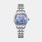 Women Automatic Light Blue Dial Analog Stainless Steel Watch PR1040-88N