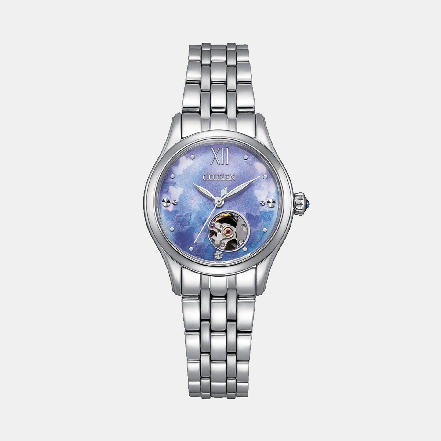 Women Automatic Light Blue Dial Analog Stainless Steel Watch PR1040-88N