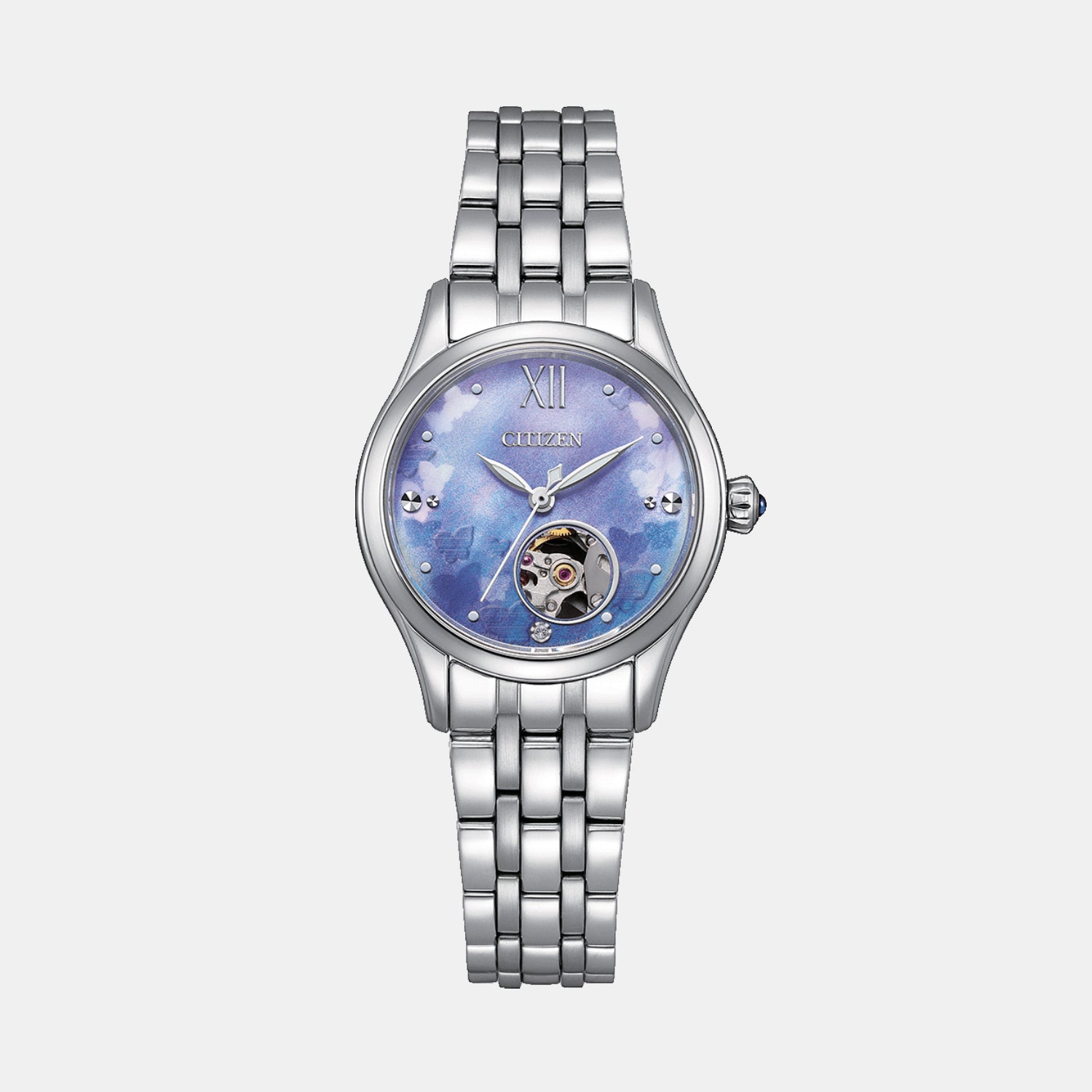 Women Automatic Light Blue Dial Analog Stainless Steel Watch PR1040-88N