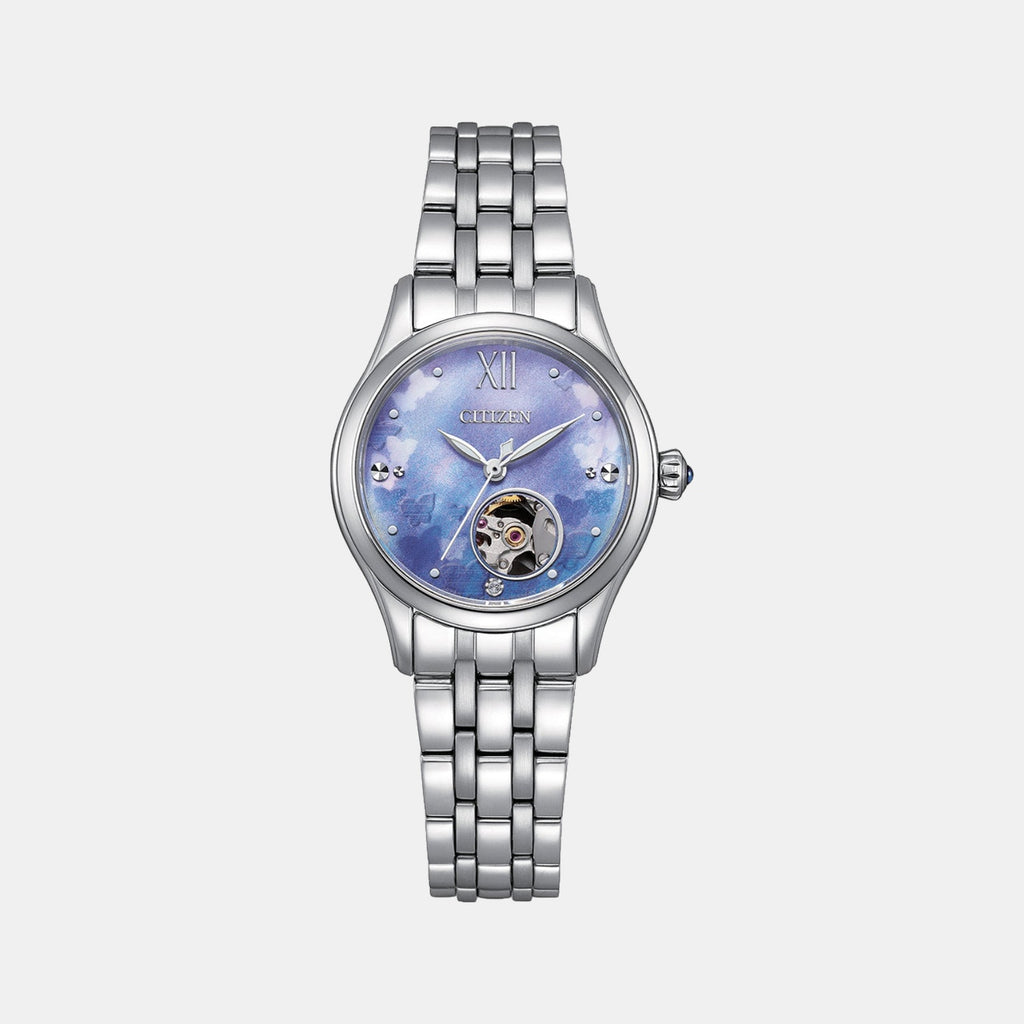 Women Automatic Light Blue Dial Analog Stainless Steel Watch PR1040-88N