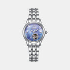 Women Automatic Light Blue Dial Analog Stainless Steel Watch PR1040-88N