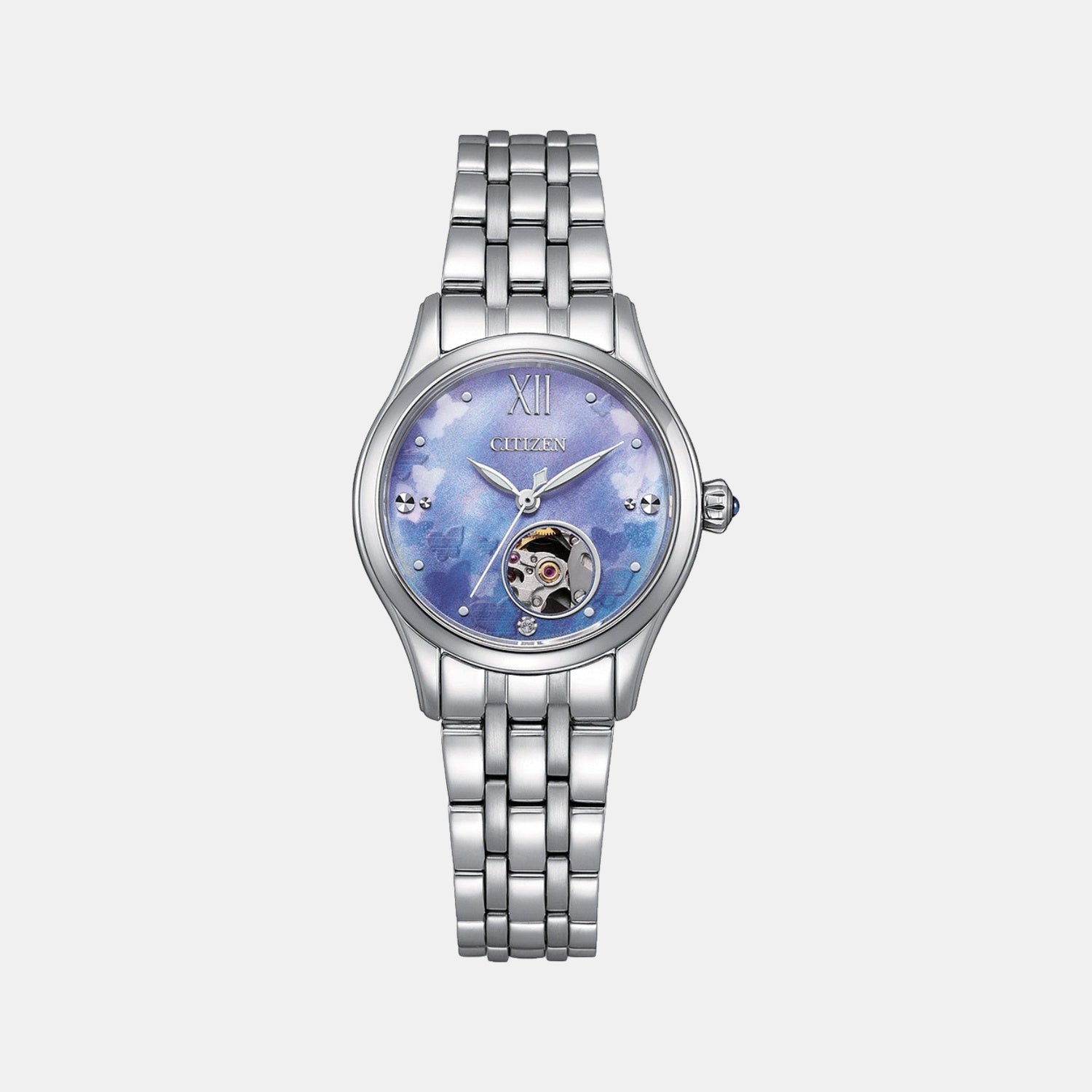 Women Automatic Light Blue Dial Analog Stainless Steel Watch PR1040-88N
