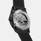 Pulse Men Automatic Black Dial Analog Silicone Watch Pulse Silver - Black