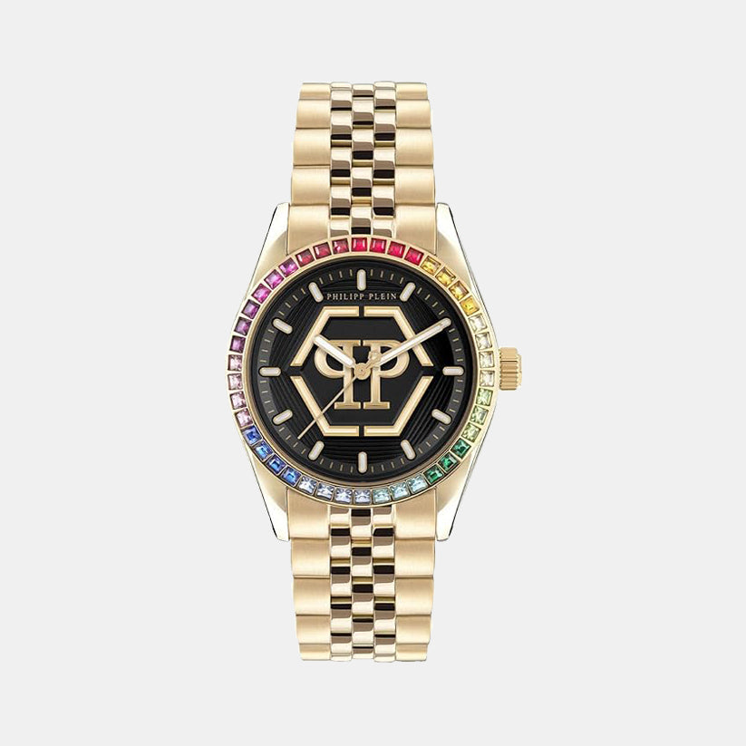 2Ba-Date Superlative 38Mm Women Quartz Black Dial Analog Stainless Steel Watch PW2BA0623