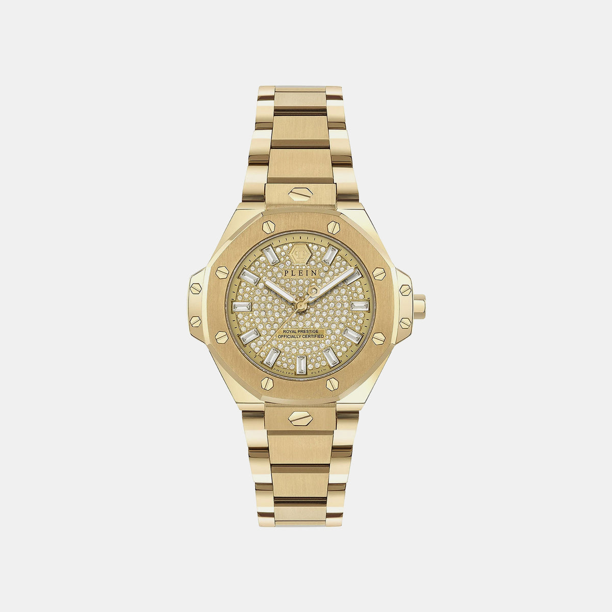 Plein Royal Prestige Women Quartz Gold Dial Analog Stainless Steel Watch PW4FA0525